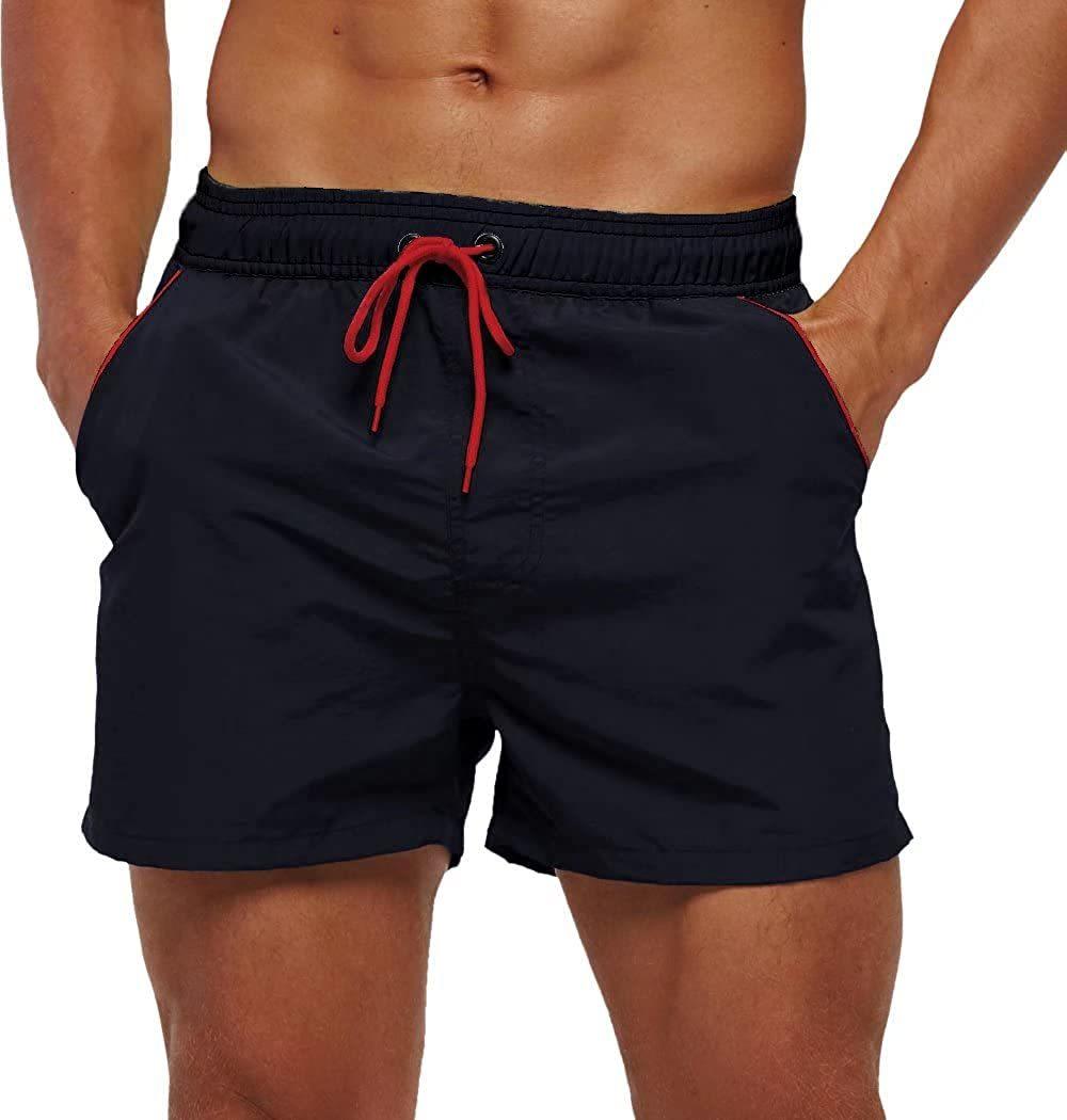 Men Swimwear Shorts Male Swimming Trunks with Adjustable Elastic Cord
