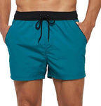 Men Swimwear Shorts Male Swimming Trunks with Adjustable Elastic Cord