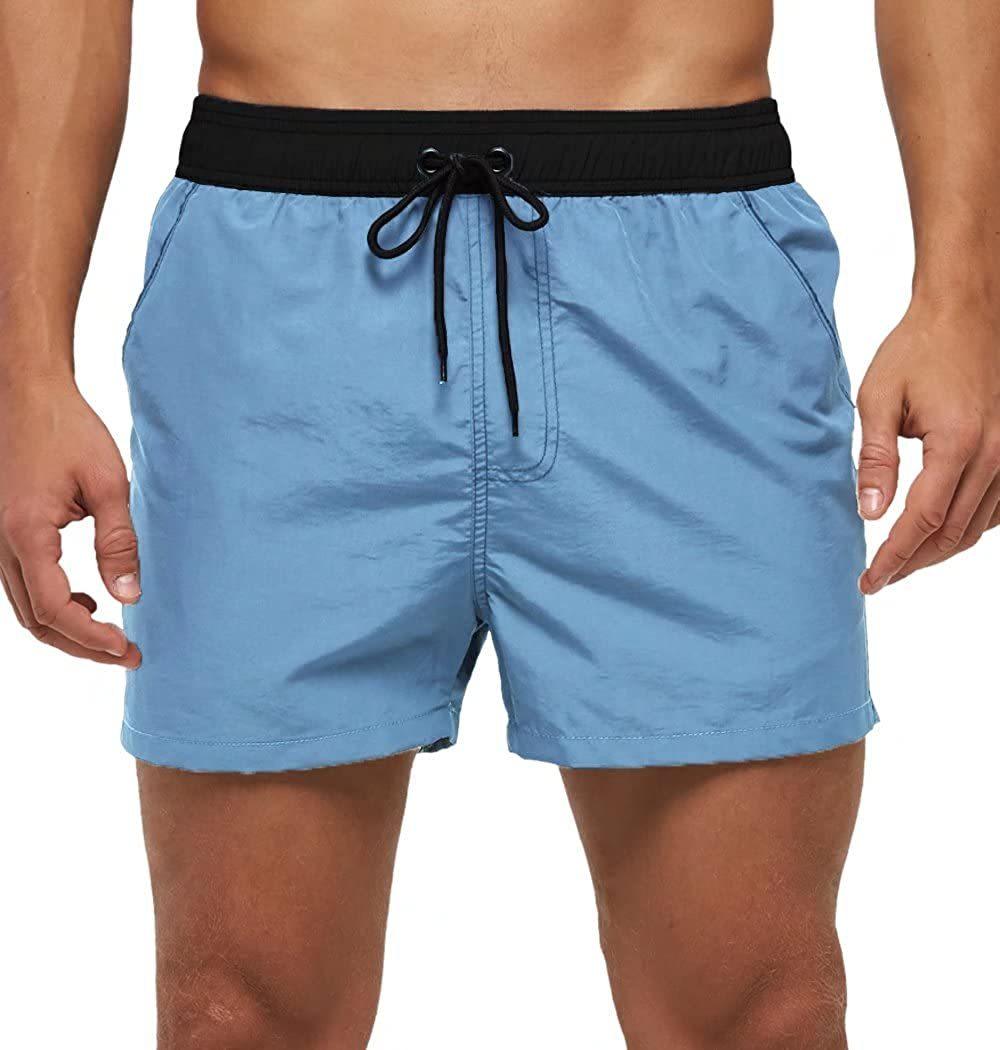 Men Swimwear Shorts Male Swimming Trunks with Adjustable Elastic Cord