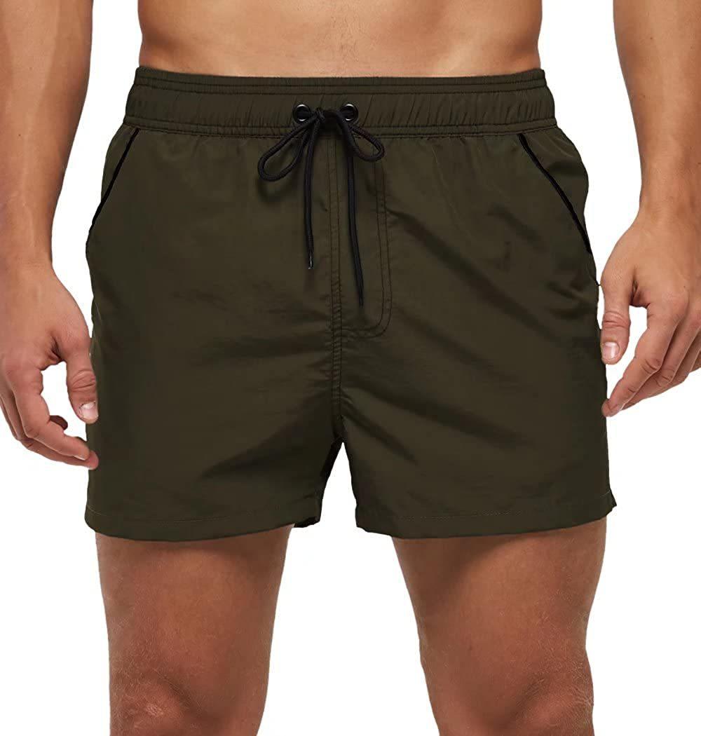 Men Swimwear Shorts Male Swimming Trunks with Adjustable Elastic Cord