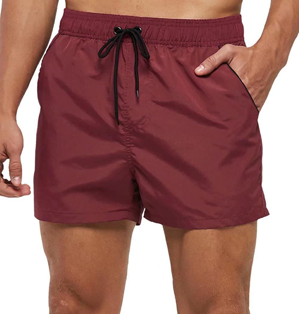 Men Swimwear Shorts Male Swimming Trunks with Adjustable Elastic Cord