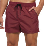 Men Swimwear Shorts Male Swimming Trunks with Adjustable Elastic Cord
