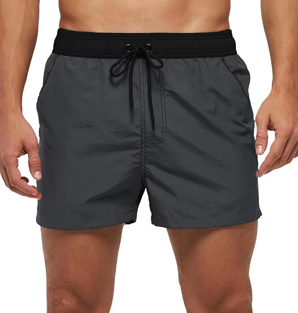 Men Swimwear Shorts Male Swimming Trunks with Adjustable Elastic Cord