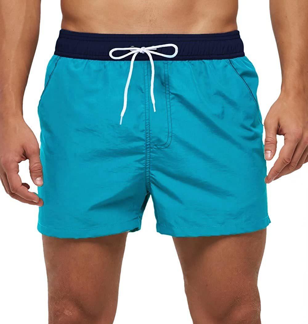 Men Swimwear Shorts Male Swimming Trunks with Adjustable Elastic Cord