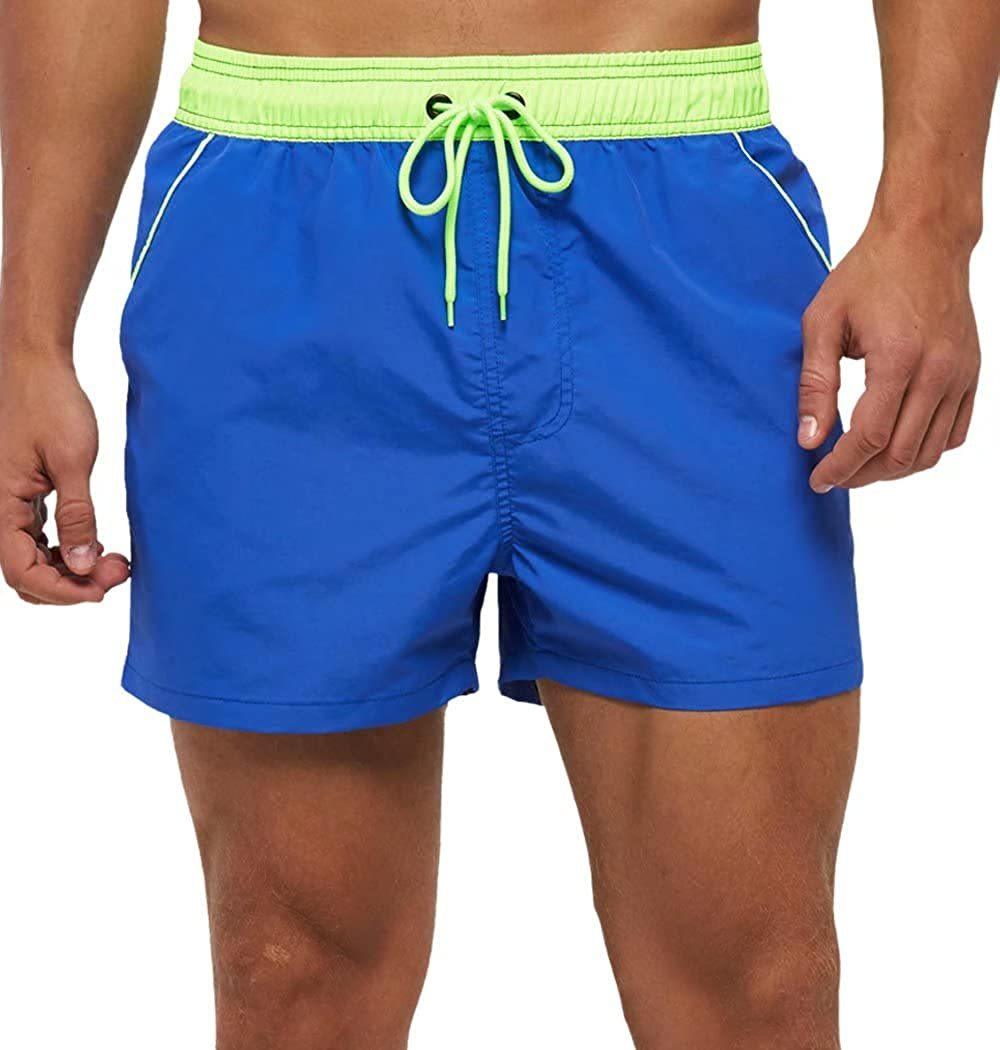 Men Swimwear Shorts Male Swimming Trunks with Adjustable Elastic Cord
