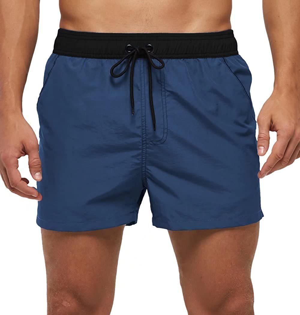 Men Swimwear Shorts Male Swimming Trunks with Adjustable Elastic Cord