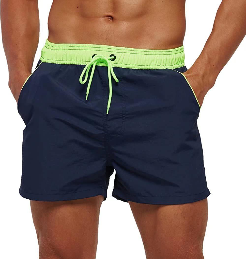 Men Swimwear Shorts Male Swimming Trunks with Adjustable Elastic Cord