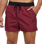 Men Swimwear Shorts Male Swimming Trunks with Adjustable Elastic Cord