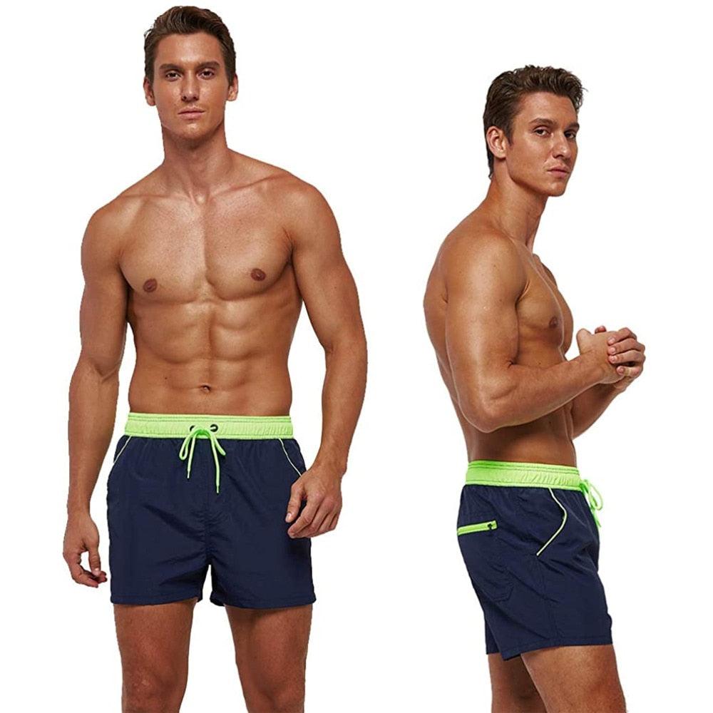 Men Swimwear Shorts Male Swimming Trunks with Adjustable Elastic Cord