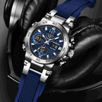Men Waterproof Dual Display Digital Quartz Watch
