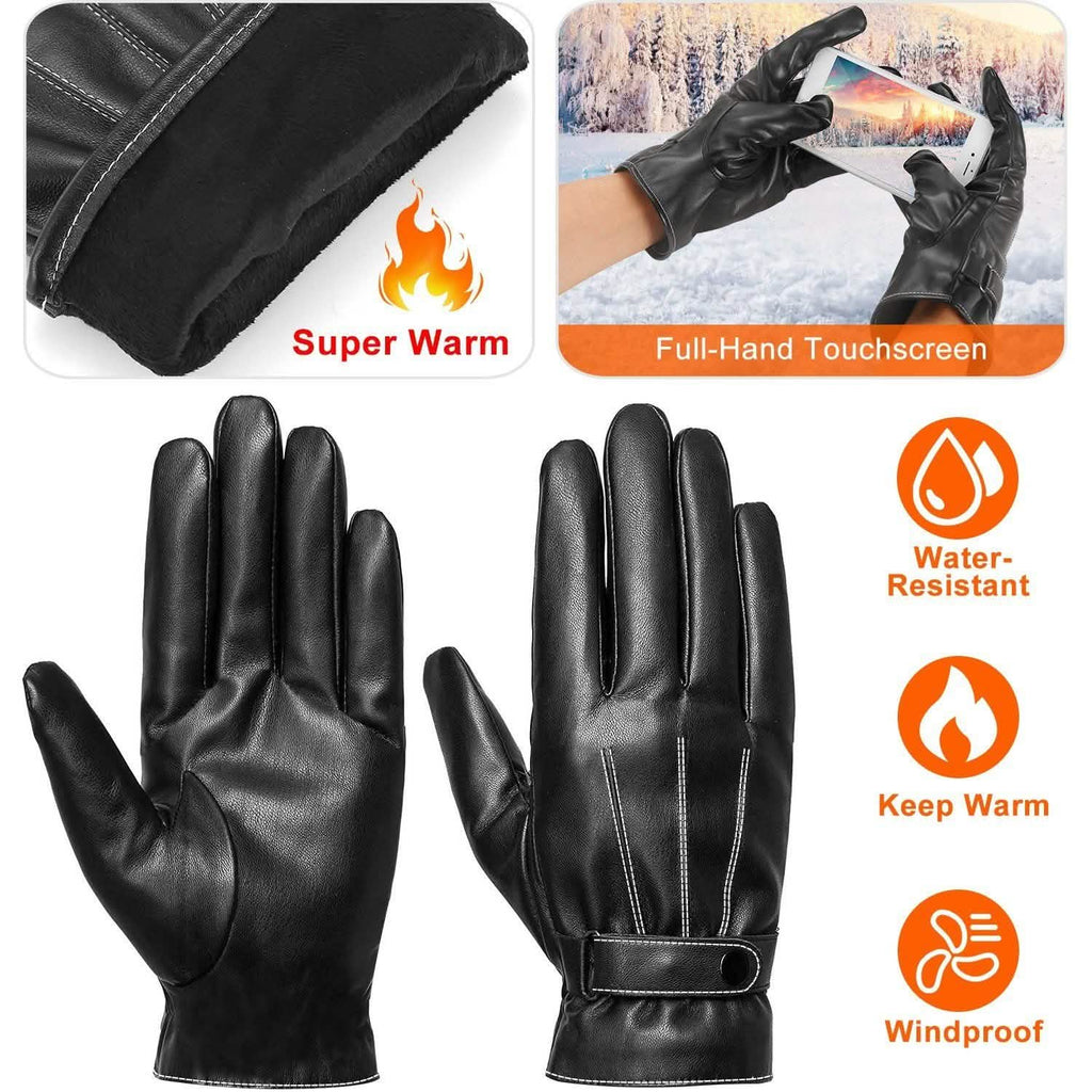 Men's Leather Winter Gloves Touchscreen