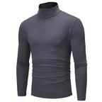 Men's Pure Color T-Shirt Thermal Mock Turtleneck Long Sleeve Tops