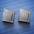 Men's Solid 14k Gold Large Square Lab Diamond Screw Back Earrings