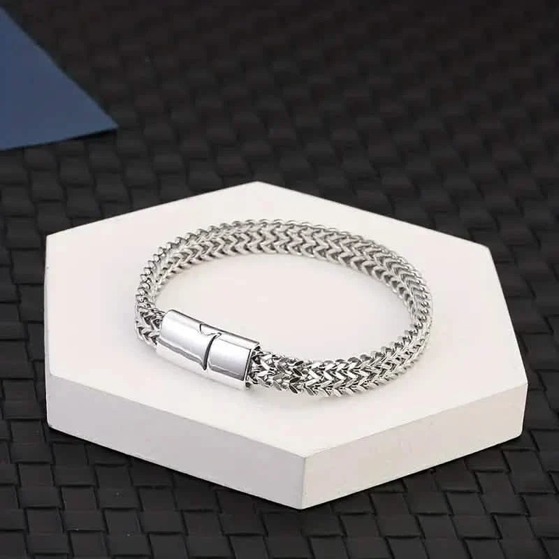 Men's Stainless Steel Braided Bracelet with Magnetic Clasp