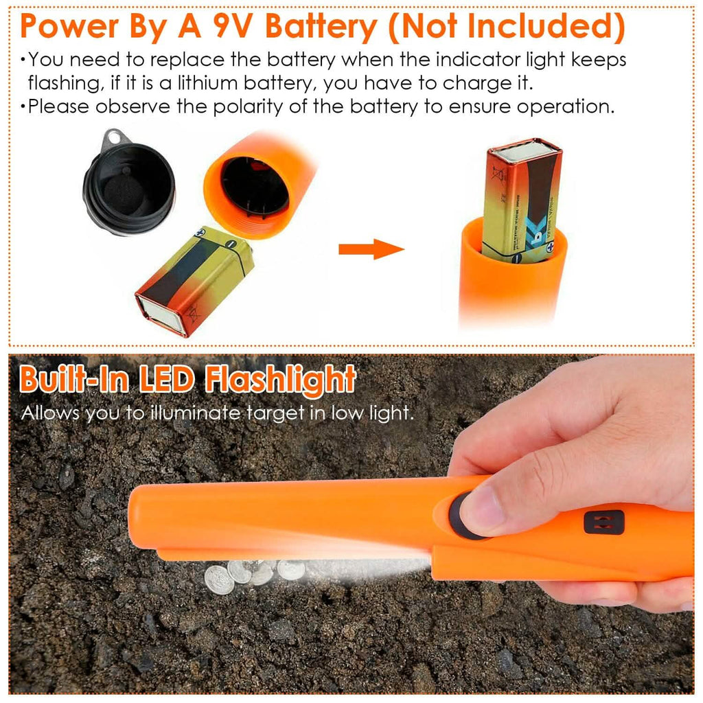 Metal Detector Pin Pointer with Retractable Hanging Wire