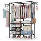 Metal Garment Rack Shoe Clothing Organizer Shelves