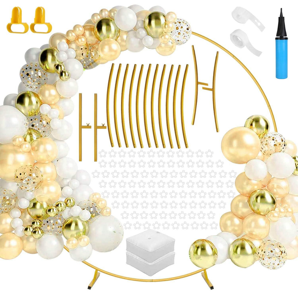 Metal Round Arch Reusable Backdrop Stand with Balloon Tools
