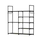 Metal Shoe Storage Shelf Free Standing Shoe Stand with 2 Row Hooks
