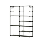 Metal Shoe Storage Shelf Free Standing Shoe Stand with 2 Row Hooks