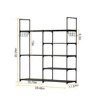 Metal Shoe Storage Shelf Free Standing Shoe Stand with 2 Row Hooks