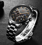 Men's Black Steel Wristwatch