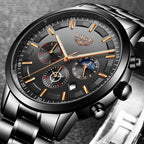 Men's Black Steel Wristwatch