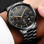 Men's Black Steel Wristwatch