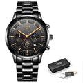Men's Black Steel Wristwatch
