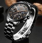 Men's Black Steel Wristwatch