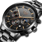 Men's Black Steel Wristwatch