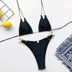Mini Bikini Tie Dye Swimwear Women Metal Chain Patchwork Bathing suit Triangle Bikinis Women's Swimsuit Women Sparkle Glitter Swimwear Sequin Bikini Shiny String Bra Swimsuit Beach Wear
