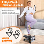 Mini Fitness Stepper with 2 Resistance Bands LCD Monitor