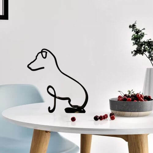 Modern Wireframe Dog Figure