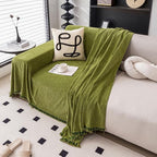 Modern Chenille Sofa Cover with Tassel Accent