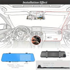 Mirror Dash Cam 4.5 Inch Rear View Mirror 1080P Front and Rear View Dual Cameras