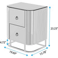 Mirrored Accent Table with 2 Drawers and Stainless Steel Frame
