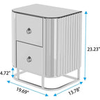 Mirrored Accent Table with 2 Drawers and Stainless Steel Frame