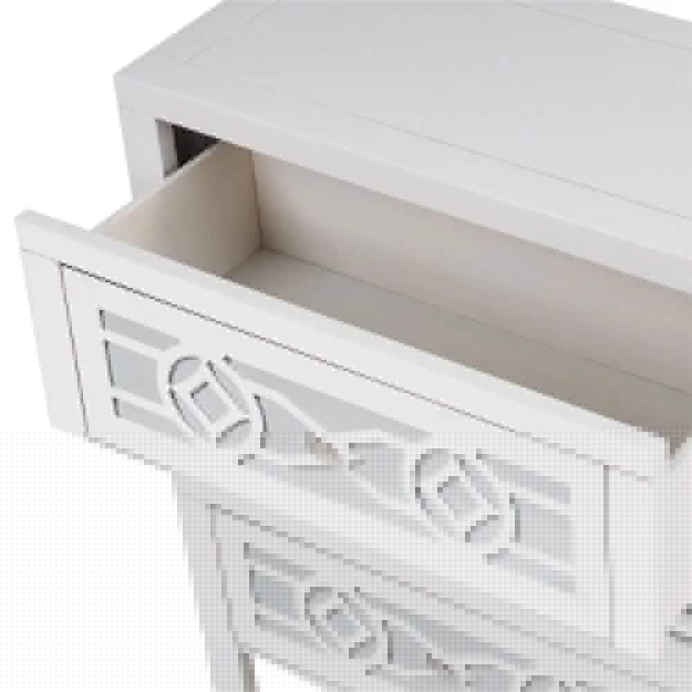 Mirrored Carved Pattern Modern Gold Finish Bedroom Nightstand