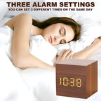 Compact LED Digital Cube Clock with Temp Display
