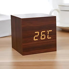 Compact LED Digital Cube Clock with Temp Display