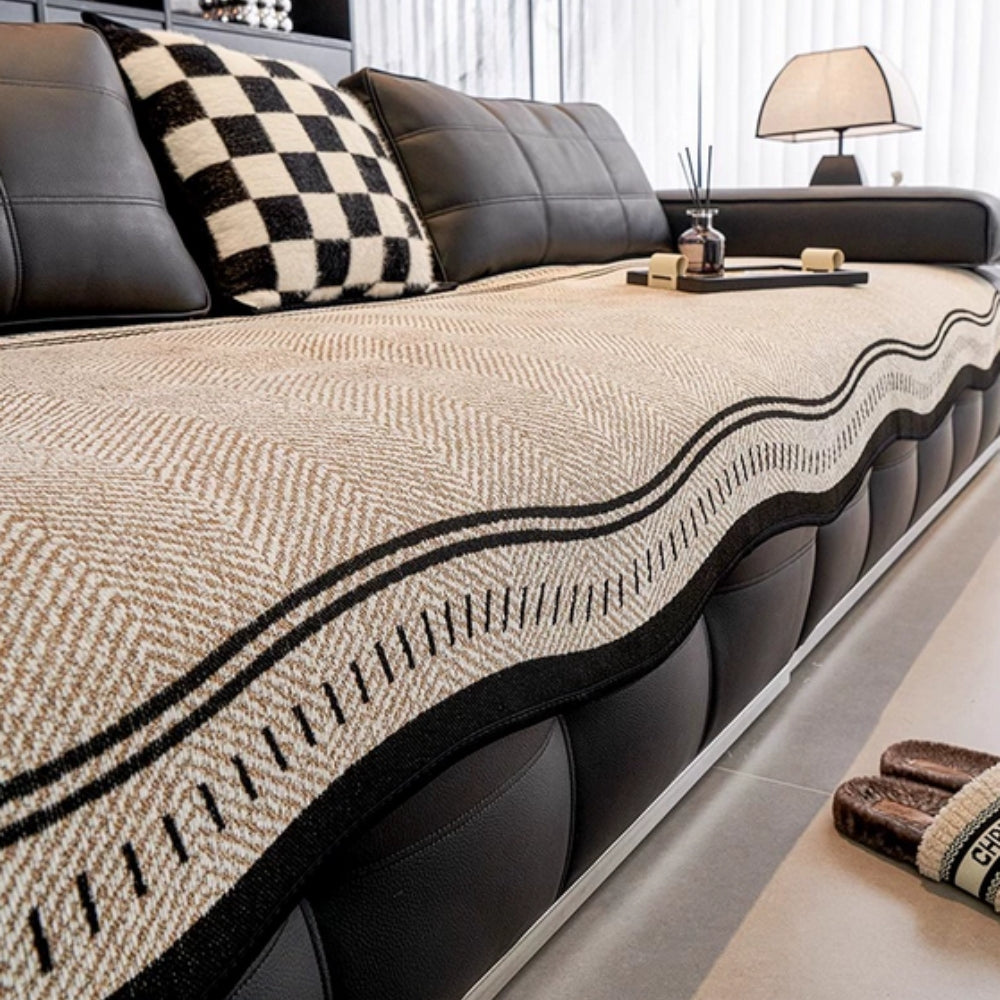 Decorative Wave Sofa Protector - Non-Slip Furniture Cover