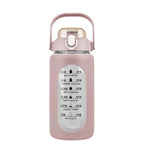 Motivational Water Bottle Intake Tracker with Straw Time Marker Silicone Sleeve Handle