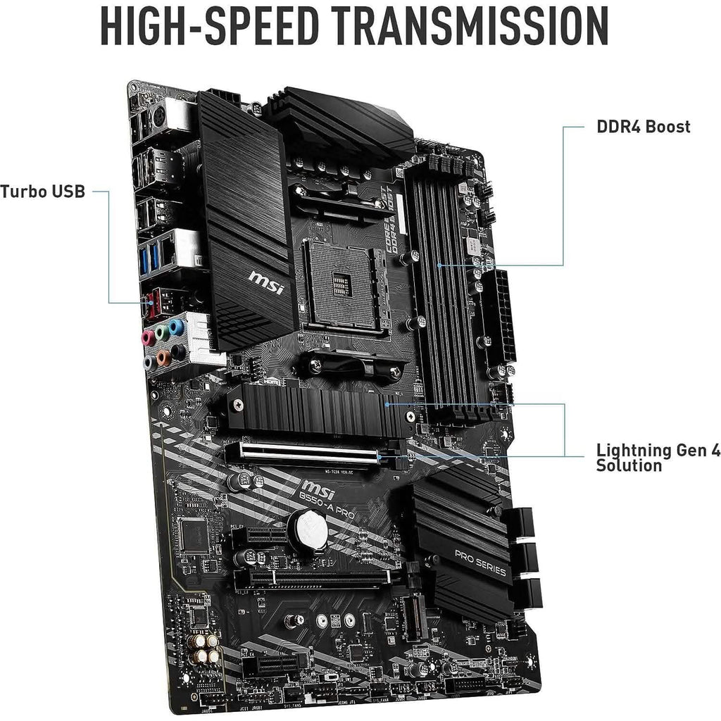 MSI B550-A PRO ProSeries Motherboard (AMD AM4, DDR4, PCIe 4.0, SATA 6Gb/s, M.2, USB 3.2 Gen 2, HDMI/DP, ATX) (Refurbished)