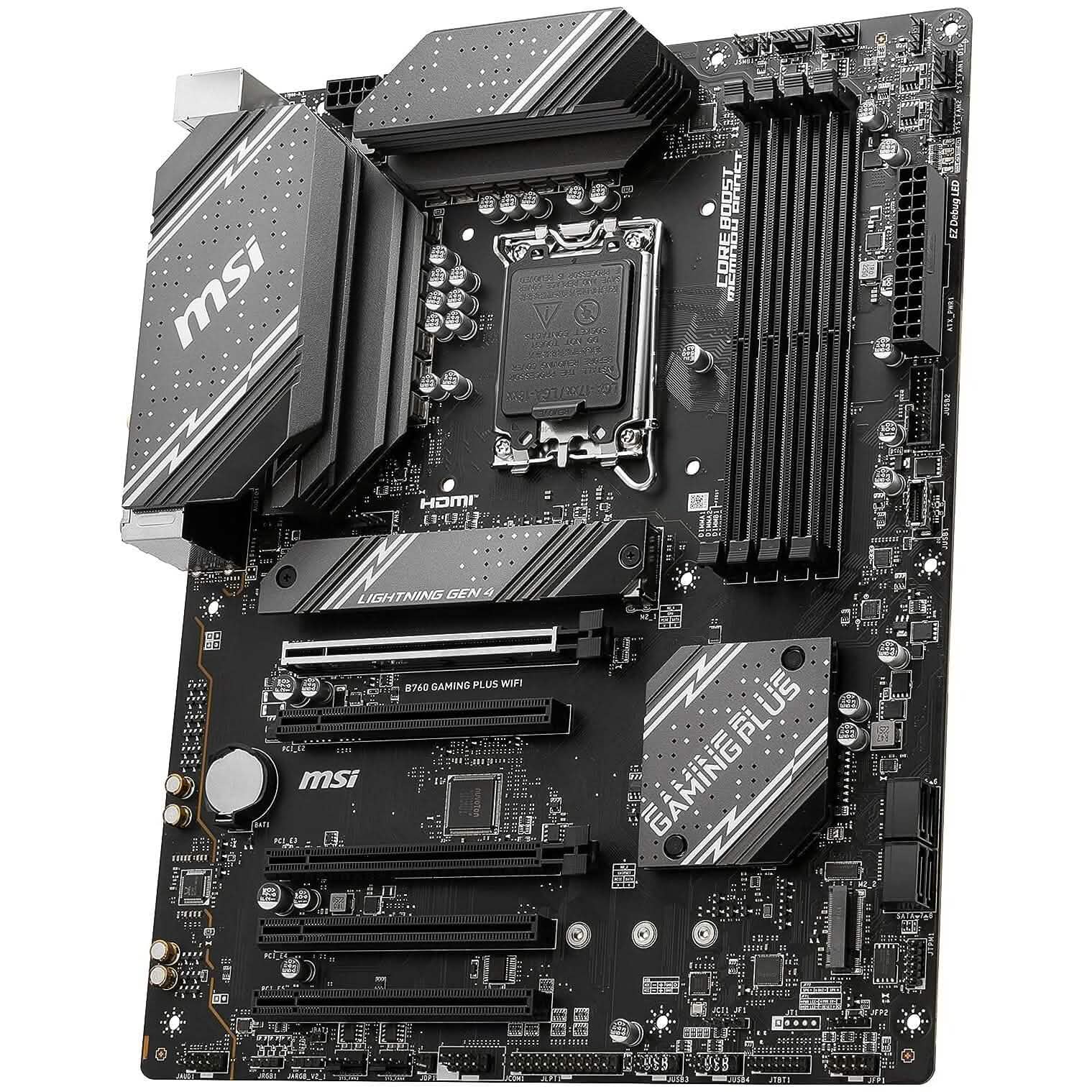 MSI B760 Gaming Plus WiFi Gaming Motherboard (Supports 12th/13th Gen Intel Processors, LGA 1700, DDR5, PCIe 4.0, M.2, 2.5Gbps LAN, USB 3.2 Gen2, Wi-Fi 6E, ATX) (Refurbished)