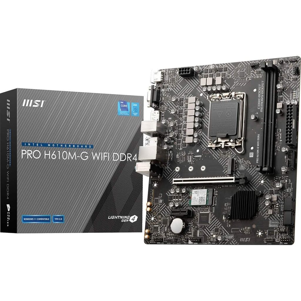 MSI PRO H610M-G WiFi DDR4 ProSeries Motherboard (mATX, 12th/13th Gen Intel Core, LGA 1700 Socket, DDR4, PCIe 4, 2.5G LAN, M.2 Slots, USB 3.2, Wi-Fi 6)  (Refurbished)