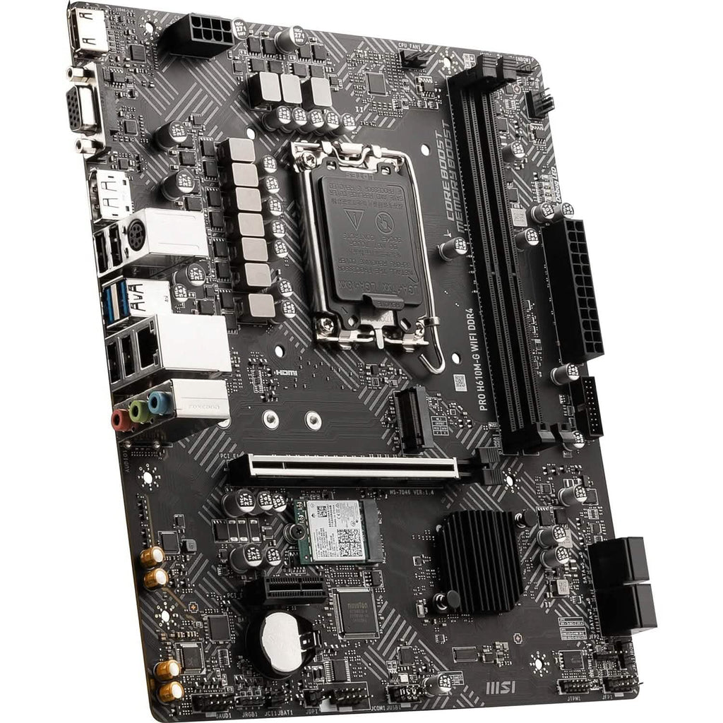 MSI PRO H610M-G WiFi DDR4 ProSeries Motherboard (mATX, 12th/13th Gen Intel Core, LGA 1700 Socket, DDR4, PCIe 4, 2.5G LAN, M.2 Slots, USB 3.2, Wi-Fi 6)  (Refurbished)