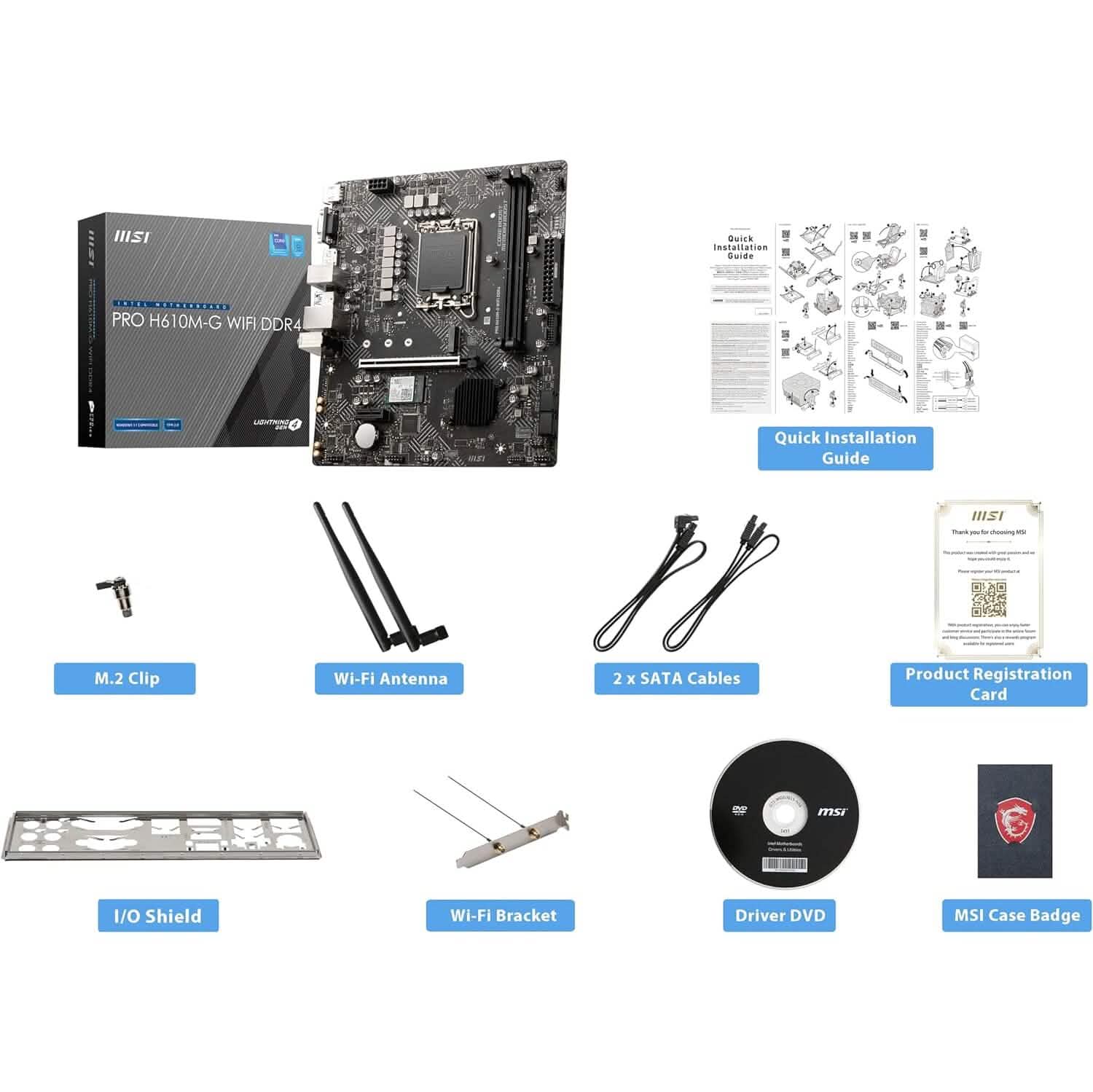 MSI PRO H610M-G WiFi DDR4 ProSeries Motherboard (mATX, 12th/13th Gen Intel Core, LGA 1700 Socket, DDR4, PCIe 4, 2.5G LAN, M.2 Slots, USB 3.2, Wi-Fi 6)  (Refurbished)