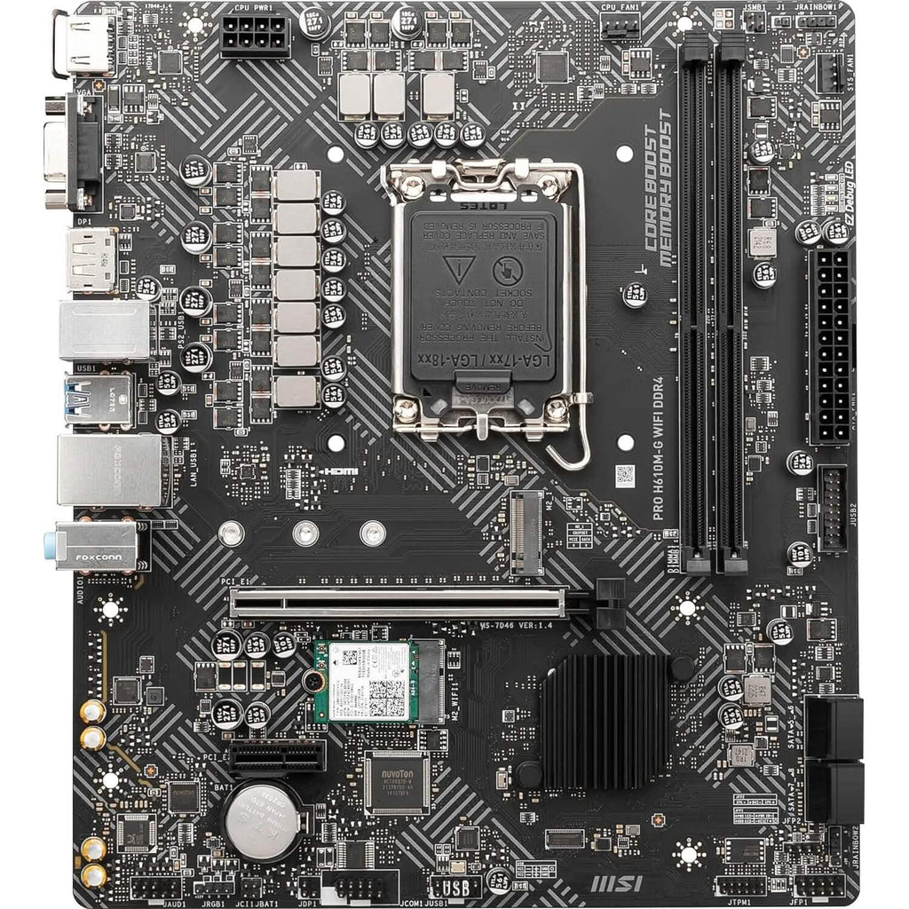 MSI PRO H610M-G WiFi DDR4 ProSeries Motherboard (mATX, 12th/13th Gen Intel Core, LGA 1700 Socket, DDR4, PCIe 4, 2.5G LAN, M.2 Slots, USB 3.2, Wi-Fi 6)  (Refurbished)