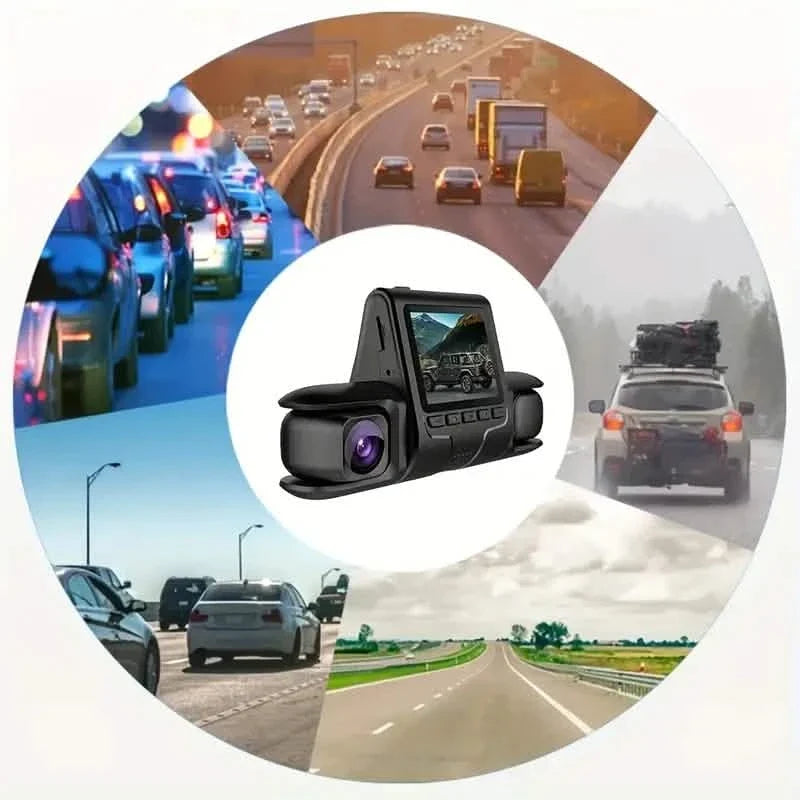 Car Dashcam Recorder, 2.0 Inch Screen Dual Lens HD Night Monitoring Mini Dash Cam