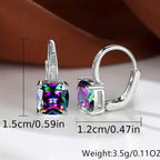 Multicolor Square Cut Stone Drop Earrings